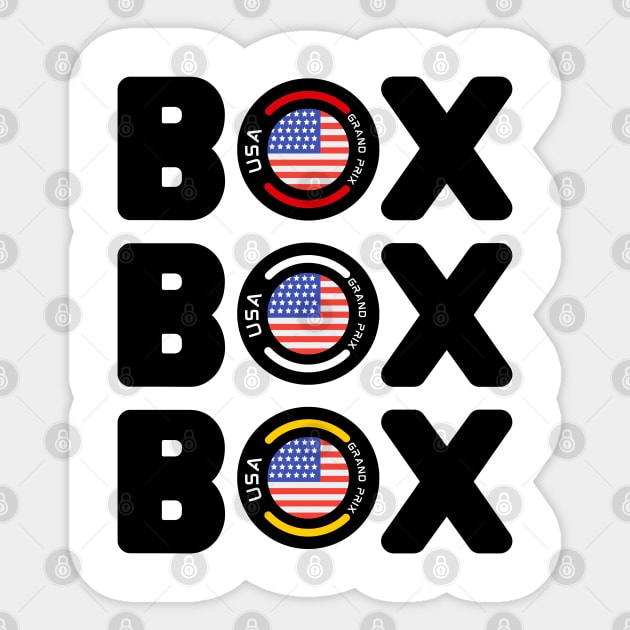 Box box box -UNITED STATES GRAND PRIX Sticker by Myartstor 